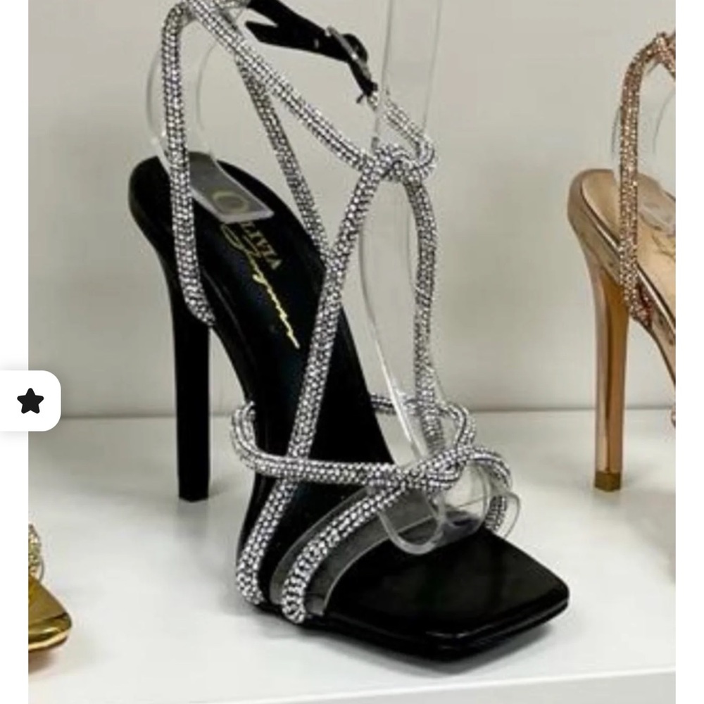 Elegant Silver Strappy Heels